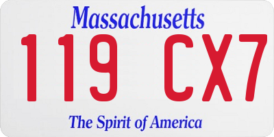 MA license plate 119CX7