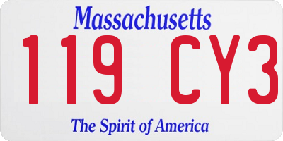 MA license plate 119CY3