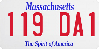 MA license plate 119DA1