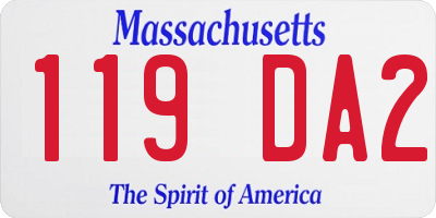 MA license plate 119DA2