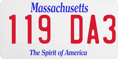 MA license plate 119DA3