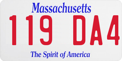 MA license plate 119DA4