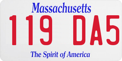 MA license plate 119DA5