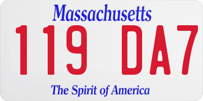 MA license plate 119DA7
