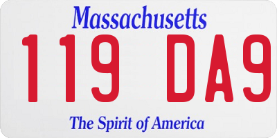MA license plate 119DA9