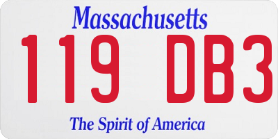 MA license plate 119DB3