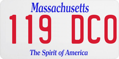 MA license plate 119DC0