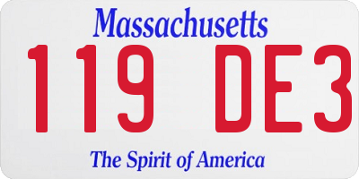 MA license plate 119DE3
