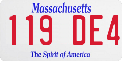 MA license plate 119DE4