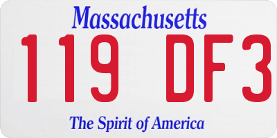 MA license plate 119DF3