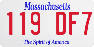 MA license plate 119DF7