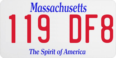 MA license plate 119DF8