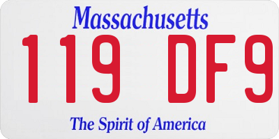 MA license plate 119DF9