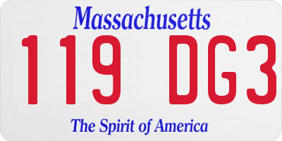 MA license plate 119DG3