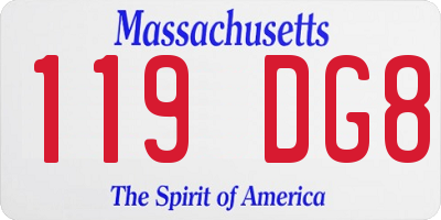 MA license plate 119DG8