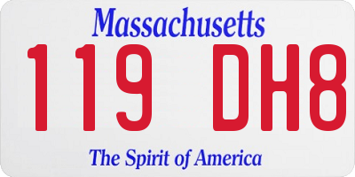 MA license plate 119DH8