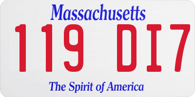 MA license plate 119DI7