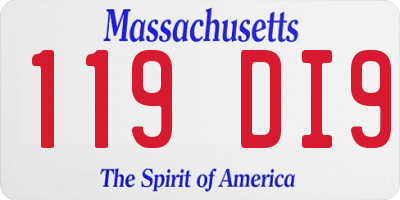 MA license plate 119DI9