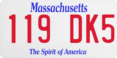 MA license plate 119DK5