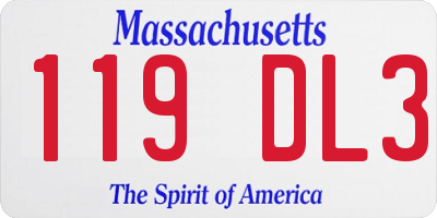 MA license plate 119DL3