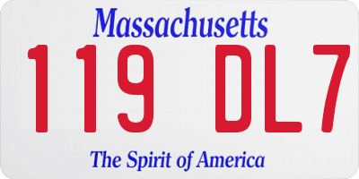 MA license plate 119DL7