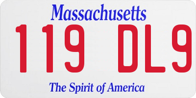 MA license plate 119DL9