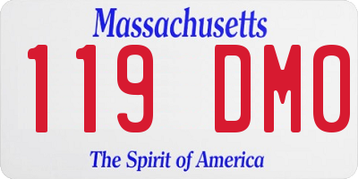 MA license plate 119DM0