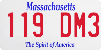 MA license plate 119DM3