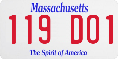 MA license plate 119DO1