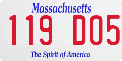 MA license plate 119DO5