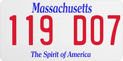 MA license plate 119DO7