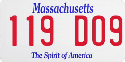 MA license plate 119DO9