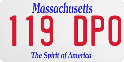 MA license plate 119DP0