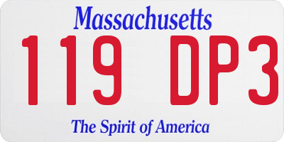MA license plate 119DP3