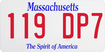 MA license plate 119DP7