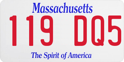MA license plate 119DQ5