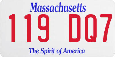 MA license plate 119DQ7