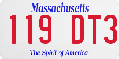 MA license plate 119DT3