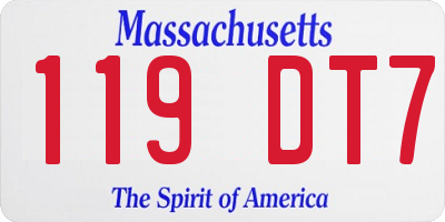 MA license plate 119DT7