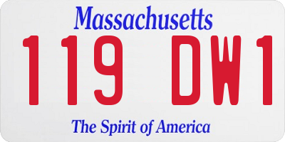 MA license plate 119DW1