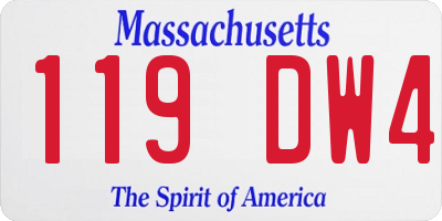 MA license plate 119DW4