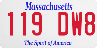 MA license plate 119DW8