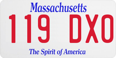 MA license plate 119DX0