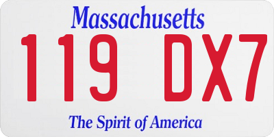 MA license plate 119DX7