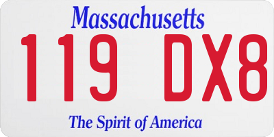 MA license plate 119DX8