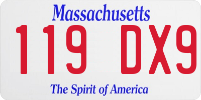 MA license plate 119DX9