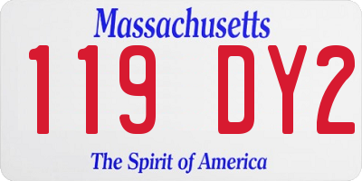 MA license plate 119DY2