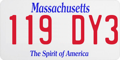MA license plate 119DY3
