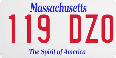 MA license plate 119DZ0