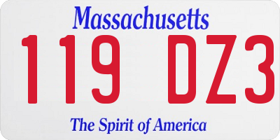 MA license plate 119DZ3